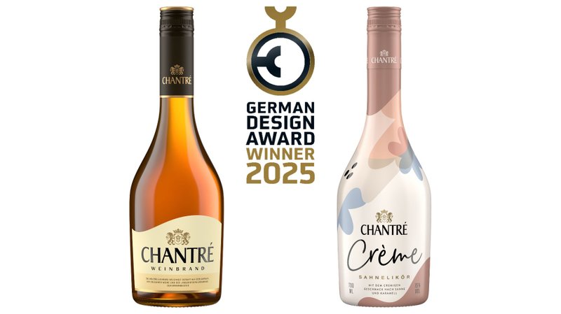 Packshots von Chantré und Chantré Crème mit dem Signet "German Design Award Winner 2025"